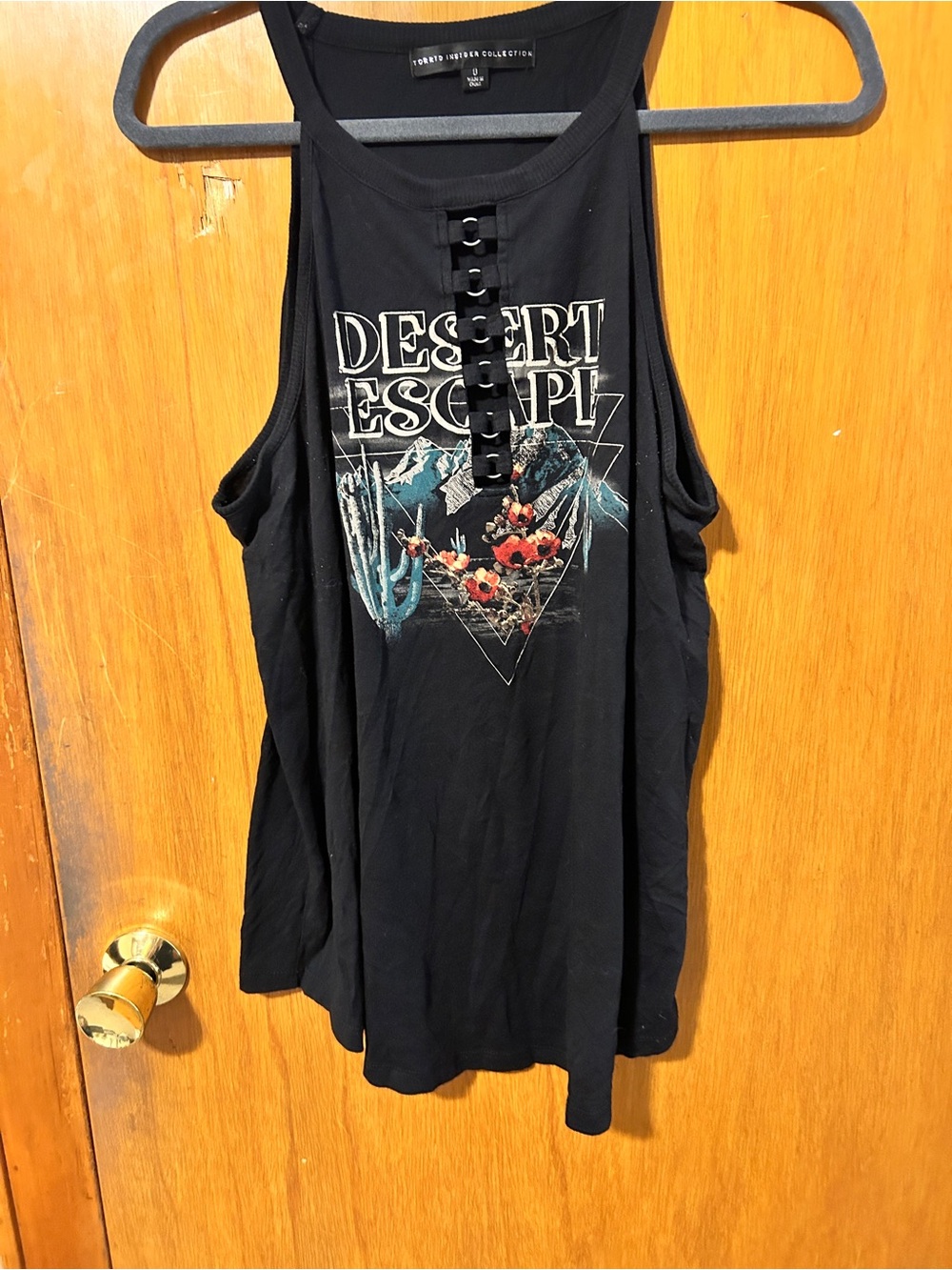 Torrid Black Graphic 'Desert Escape' Lace-Up Tank
